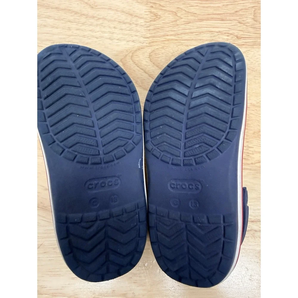 Crocs Kids' Crocband Clog Navy Blue Red White Size 13 C Spider Man Jibitz #66